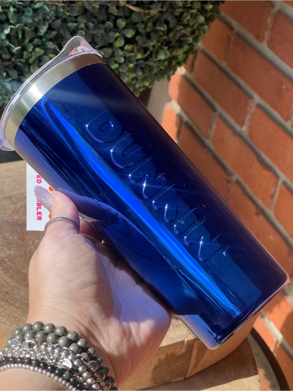 New DUNKIN Metallic Navy Blue Stainless Sipper (20oz.) 2021 Release Tumbler